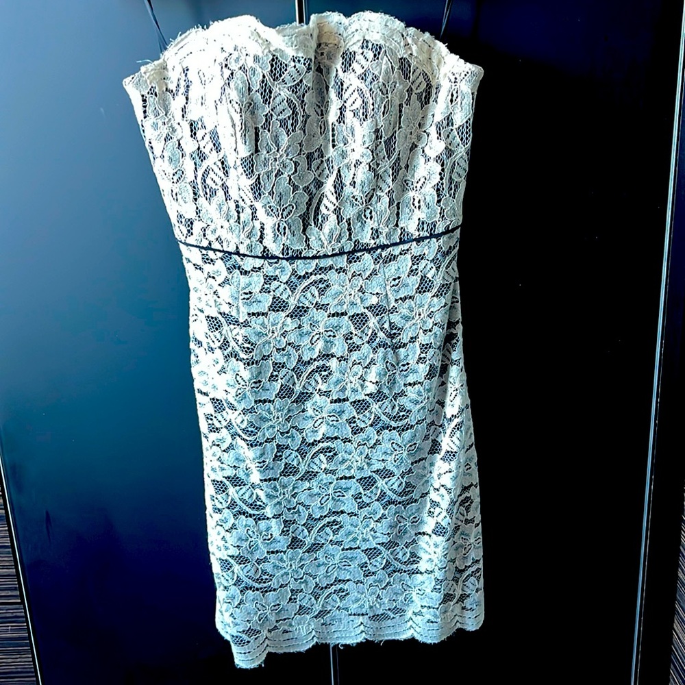 Diane von Furstenberg DVF White Black Lace Dress $249